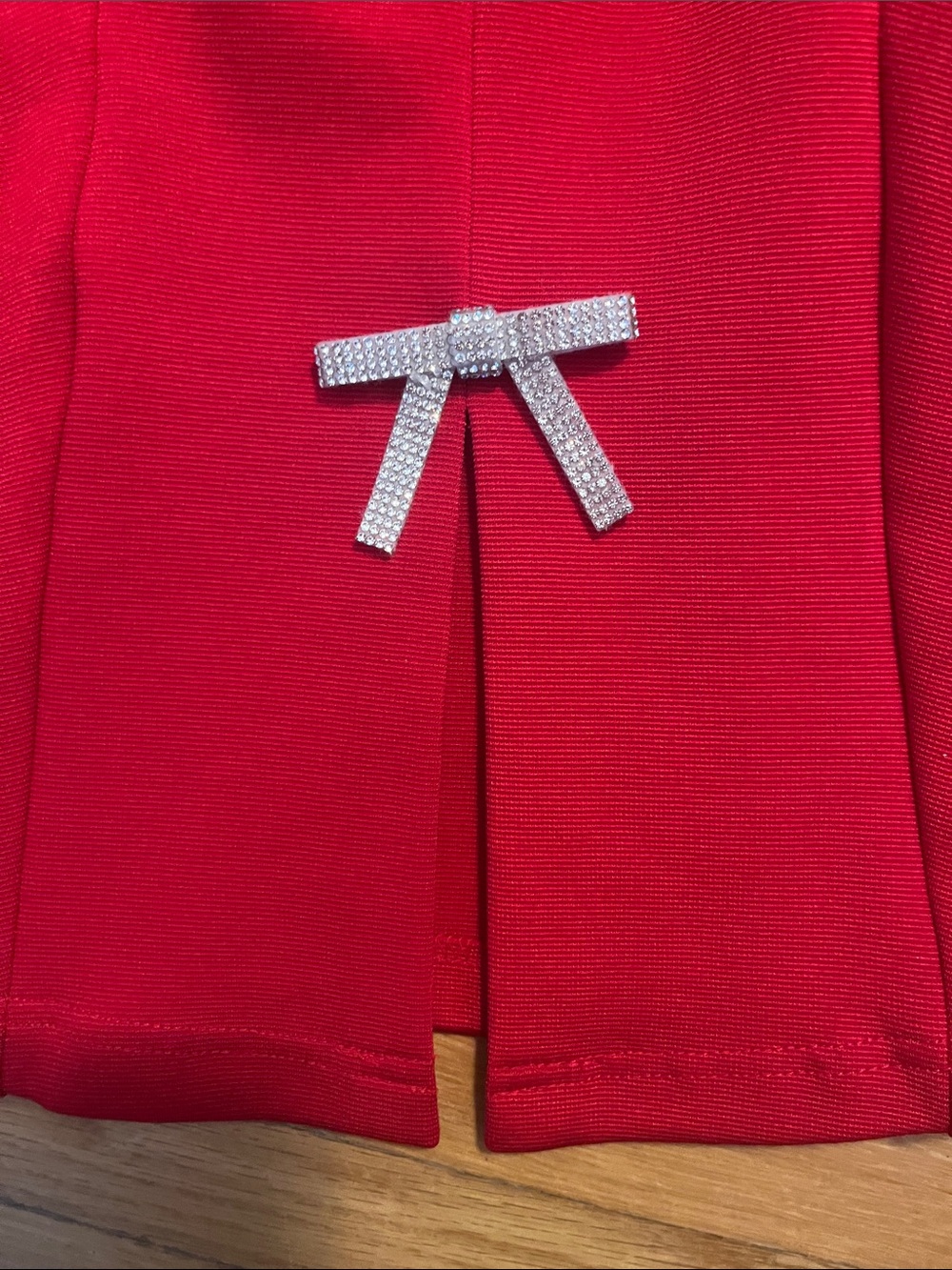Anthropologie Red Halter Dress with Rhinestone Bows - Picture 3 of 4